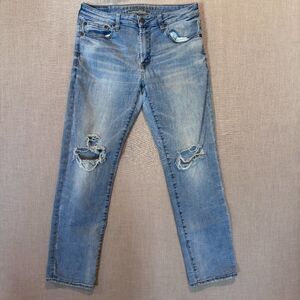 American Eagle Men’s Extreme Flex Distressed Slim Straight Jean 32x30 Light Wash